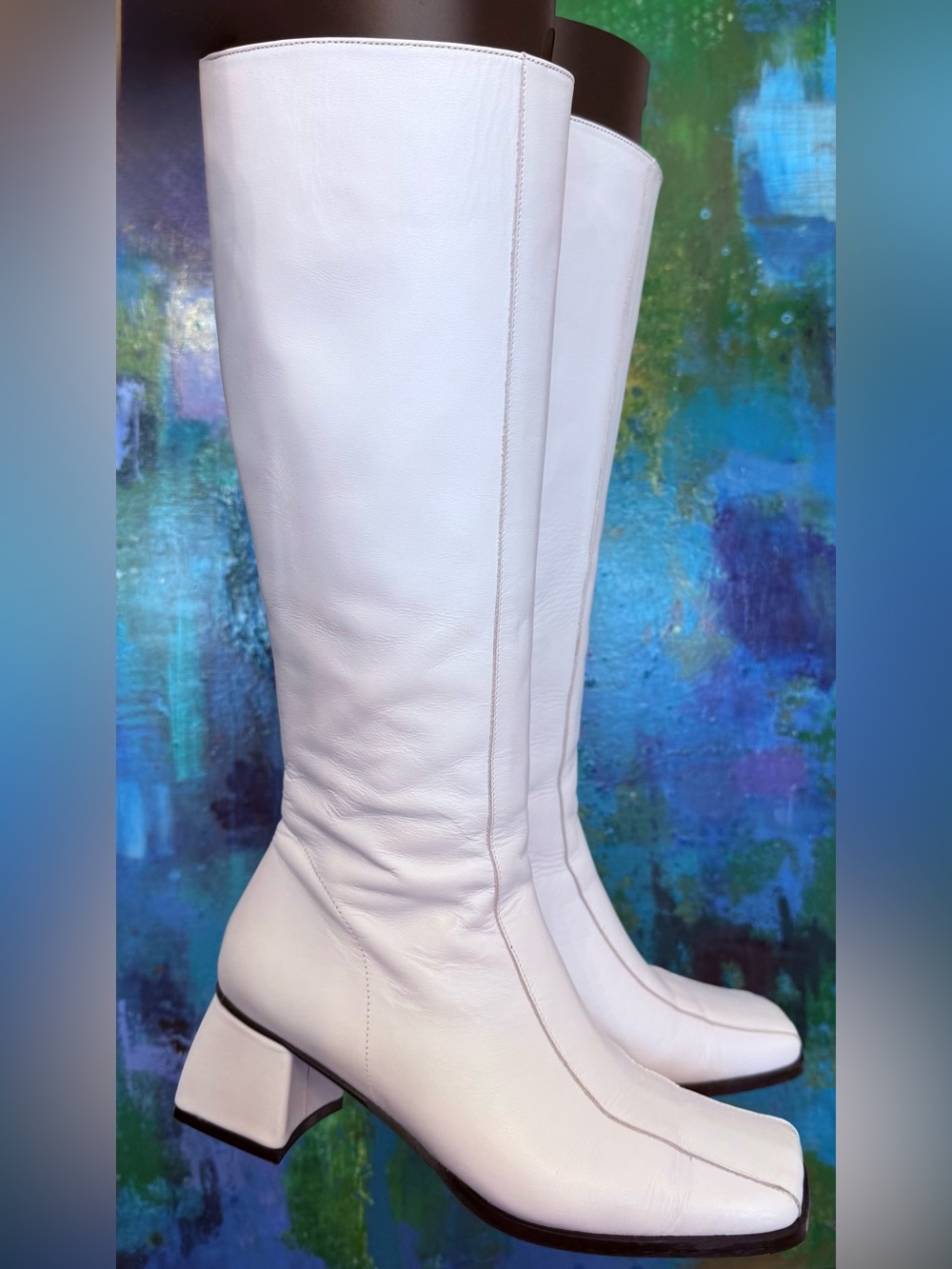 White Knee-High Leather Boots